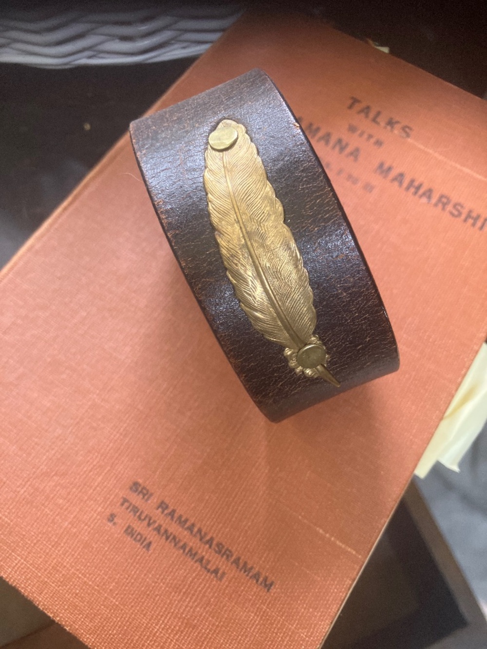 Feather leather cuff /  Bombshell Betty